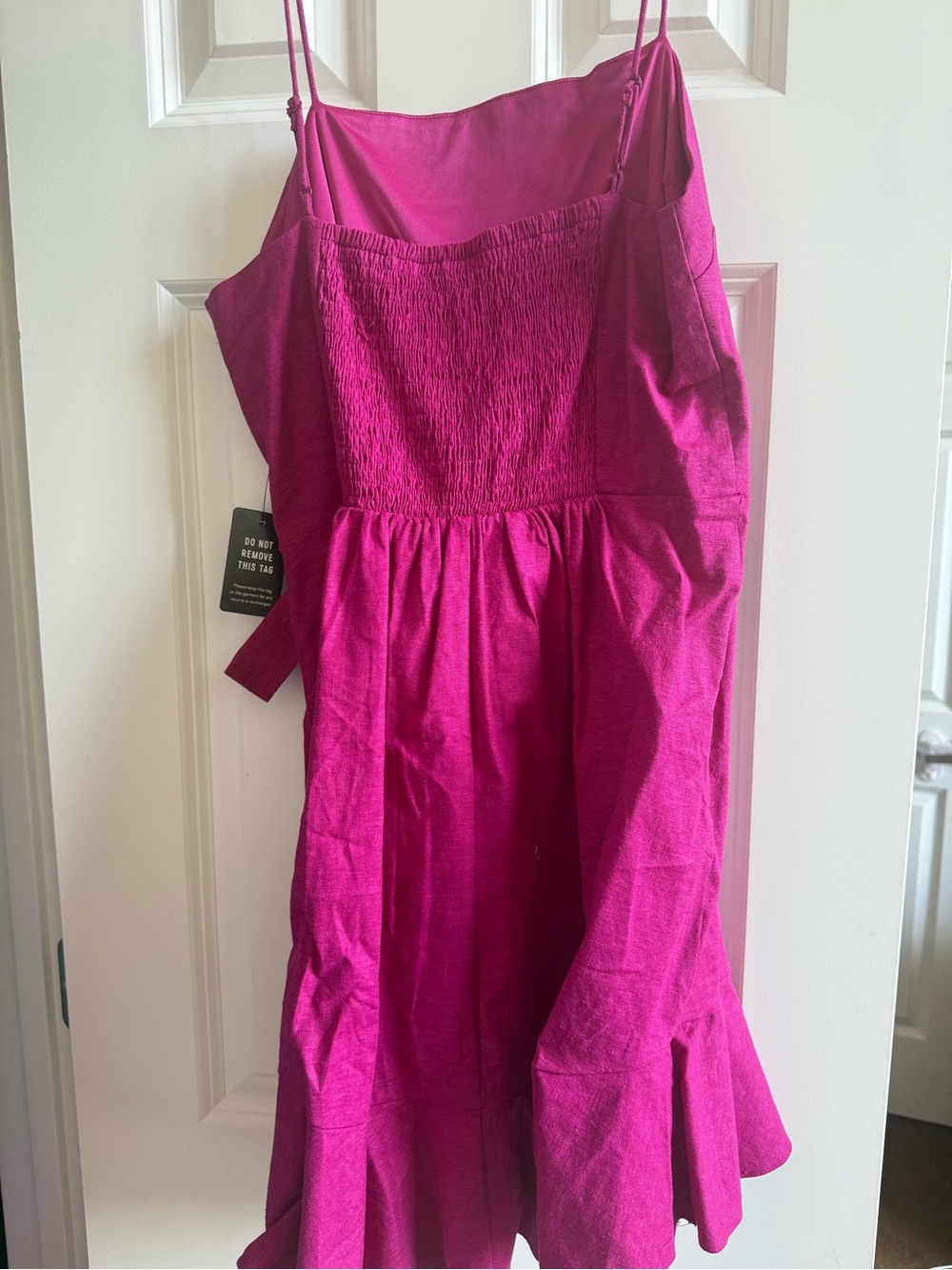 Express Fuchsia Ruffle Midi Dress with Side Tie - Picture 2 of 3